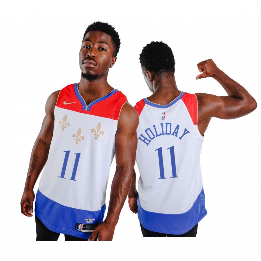 Men New Orleans Pelicans #11 jrue holiday white city edition fleur de lis 2020 nba jersey